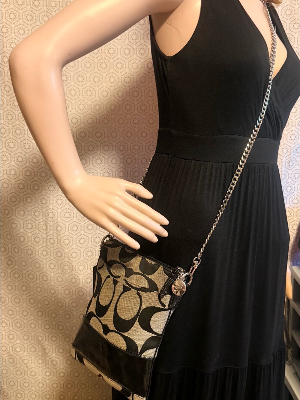 Coach Black and gray Signature Crossbody Bag